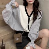ブラック | ドッキングカーディガン 韓国ファッション Vネック | Sibra