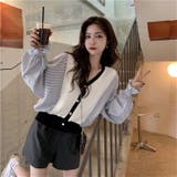 ドッキングカーディガン 韓国ファッション Vネック | Sibra | 詳細画像19 