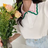 ホワイト | 半袖polo衿Tシャツ 韓国ファッション トップス | Sibra