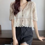 ショート丈半袖カーディガン 韓国ファッション レース | Sibra | 詳細画像18