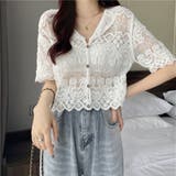 ショート丈半袖カーディガン 韓国ファッション レース | Sibra | 詳細画像5
