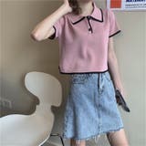 ショート丈polo衿ニットトップス 韓国ファッション 夏服 | Sibra | 詳細画像10