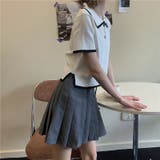 ホワイト | ショート丈polo衿ニットトップス 韓国ファッション 夏服 | Sibra