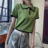 ショート丈polo衿ニットトップス 韓国ファッション 夏服 | Sibra | 詳細画像2