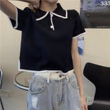 ショート丈polo衿ニットトップス 韓国ファッション 夏服 | Sibra | 詳細画像18