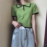 ショート丈polo衿ニットトップス 韓国ファッション 夏服 | Sibra | 詳細画像3