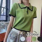 ショート丈polo衿ニットトップス 韓国ファッション 夏服 | Sibra | 詳細画像1