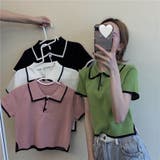 ショート丈polo衿ニットトップス 韓国ファッション 夏服 | Sibra | 詳細画像5