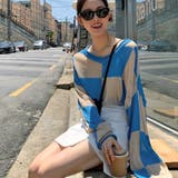ブロックチェック柄透かしニット 韓国ファッション 春 | Sibra | 詳細画像9 