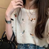 刺繍花柄ニットトップス 透かし 夏服 | Sibra | 詳細画像4