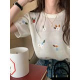 刺繍花柄ニットトップス 透かし 夏服 | Sibra | 詳細画像8