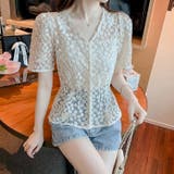 キャミ付き刺繍レースブラウス 韓国ファッション 花柄 | Sibra | 詳細画像10