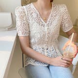 キャミ付き刺繍レースブラウス 韓国ファッション 花柄 | Sibra | 詳細画像34