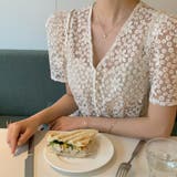 キャミ付き刺繍レースブラウス 韓国ファッション 花柄 | Sibra | 詳細画像42