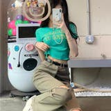 グリーン | ショート丈半袖Tシャツ 韓国ファッション 夏服 | Sibra