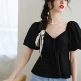 Vネックボリューム袖ブラウス 韓国ファッション 夏服 | Sibra | 詳細画像8