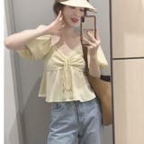 Vネックボリューム袖ブラウス 韓国ファッション 夏服 | Sibra | 詳細画像4