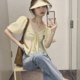Vネックボリューム袖ブラウス 韓国ファッション 夏服 | Sibra | 詳細画像5