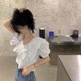 フリルニットトップス 韓国ファッション 夏服 | Sibra | 詳細画像2