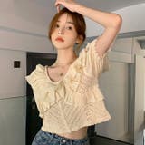 フリルニットトップス 韓国ファッション 夏服 | Sibra | 詳細画像14