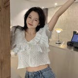 フリルニットトップス 韓国ファッション 夏服 | Sibra | 詳細画像3