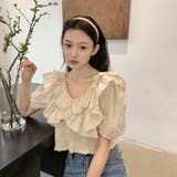 フリルニットトップス 韓国ファッション 夏服 | Sibra | 詳細画像17