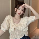 フリルニットトップス 韓国ファッション 夏服 | Sibra | 詳細画像18