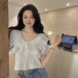 フリルニットトップス 韓国ファッション 夏服 | Sibra | 詳細画像6
