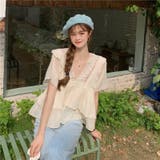 Vネックブラウス 韓国ファッション レース | Sibra | 詳細画像8