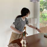 千鳥格子柄ニットトップス 韓国ファッション オフィスカジュアル | Sibra | 詳細画像11 