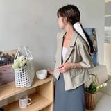 カーキ | 半袖ジャケット 韓国ファッション オフィスカジュアル | Sibra
