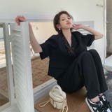 ブラック | 半袖ジャケット 韓国ファッション オフィスカジュアル | Sibra