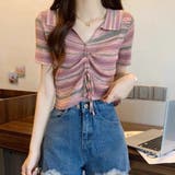 ピンク | ニットトップス 韓国ファッション 夏服 | Sibra