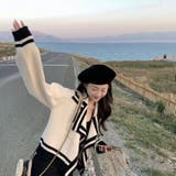 配色ニットカーディガン 秋 長袖 | Sibra | 詳細画像3