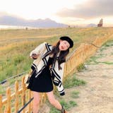 配色ニットカーディガン 秋 長袖 | Sibra | 詳細画像6