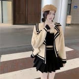 配色ニットカーディガン 秋 長袖 | Sibra | 詳細画像7