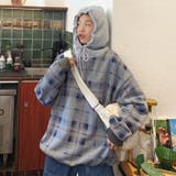 裏毛チェック柄パーカ- フード付き 韓国ファッション | Sibra | 詳細画像11