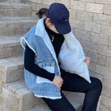 裏ボアデニムベスト 韓国ファッション ジャケット | Sibra | 詳細画像4 