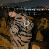 ゼブラ柄ニット 韓国ファッション ブラック | Sibra | 詳細画像11