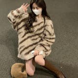 ゼブラ柄ニット 韓国ファッション ブラック | Sibra | 詳細画像3