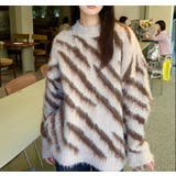 ベージュ | ゼブラ柄ニット 韓国ファッション ブラック | Sibra