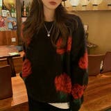 レトロムード漂う。ニットプルオーバー 韓国ファッション 花柄 | Sibra | 詳細画像25 