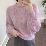 ラベンダー | ざっくりが可愛い。ショート丈ニットプルオーバー 韓国ファッション セーター | Sibra