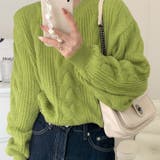 グリーン | ざっくりが可愛い。ショート丈ニットプルオーバー 韓国ファッション セーター | Sibra