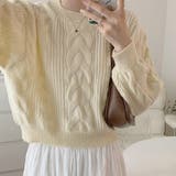 ざっくりが可愛い。ショート丈ニットプルオーバー 韓国ファッション セーター | Sibra | 詳細画像8