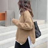 ベージュ | ニットトップス サイドスリット 韓国ファッション | Sibra