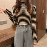 ハイネックボーダーニット 韓国ファッション ニット | Sibra | 詳細画像22