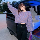 ショート丈カラ-ニットプルオーバー ミックスカラー 韓国ファッション | Sibra | 詳細画像1