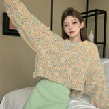 ショート丈カラ-ニットプルオーバー ミックスカラー 韓国ファッション | Sibra | 詳細画像10