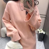 ピンク | ゆるっとオーバーサイズのシャレ見え。ニットプルオーバー 韓国ファッション ふわふわ | Sibra